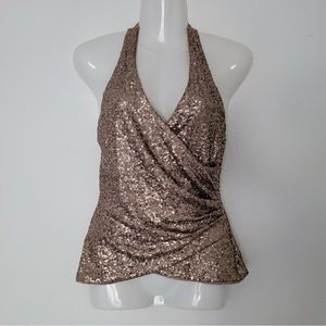 (SOLD) Bebe Sequin Gold Blouse